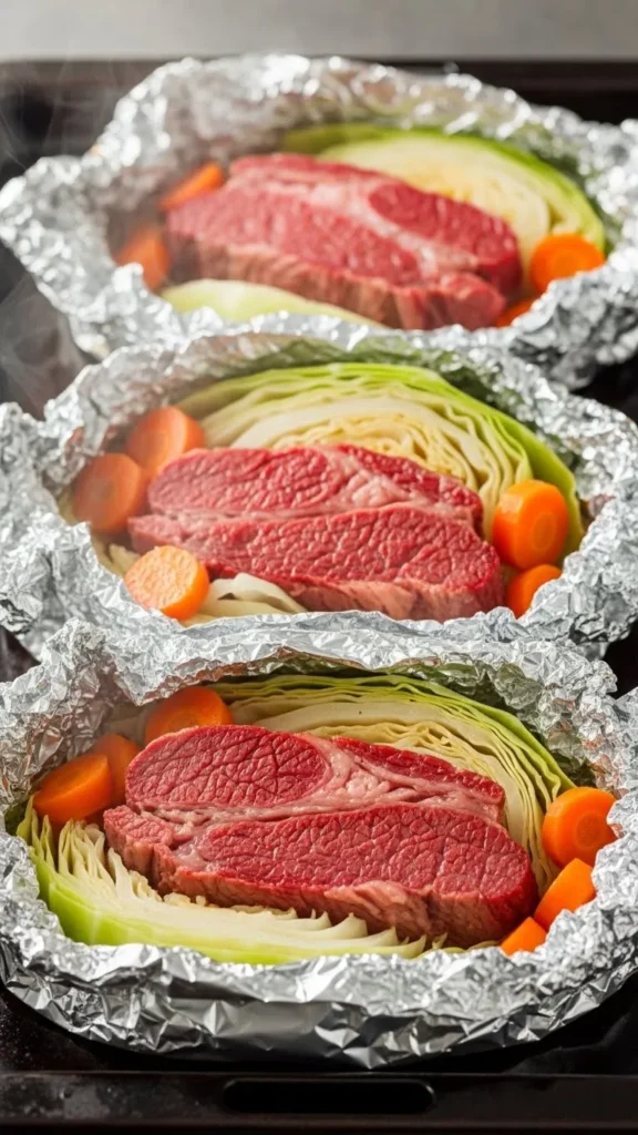 Baked Corned Beef with Cabbage Packets