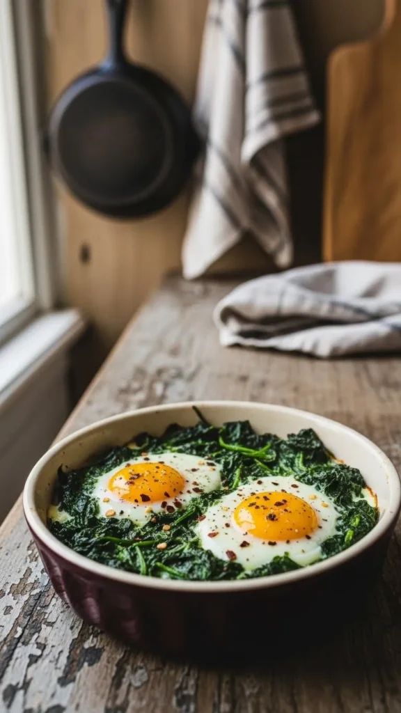 Baked Eggs With Spinach