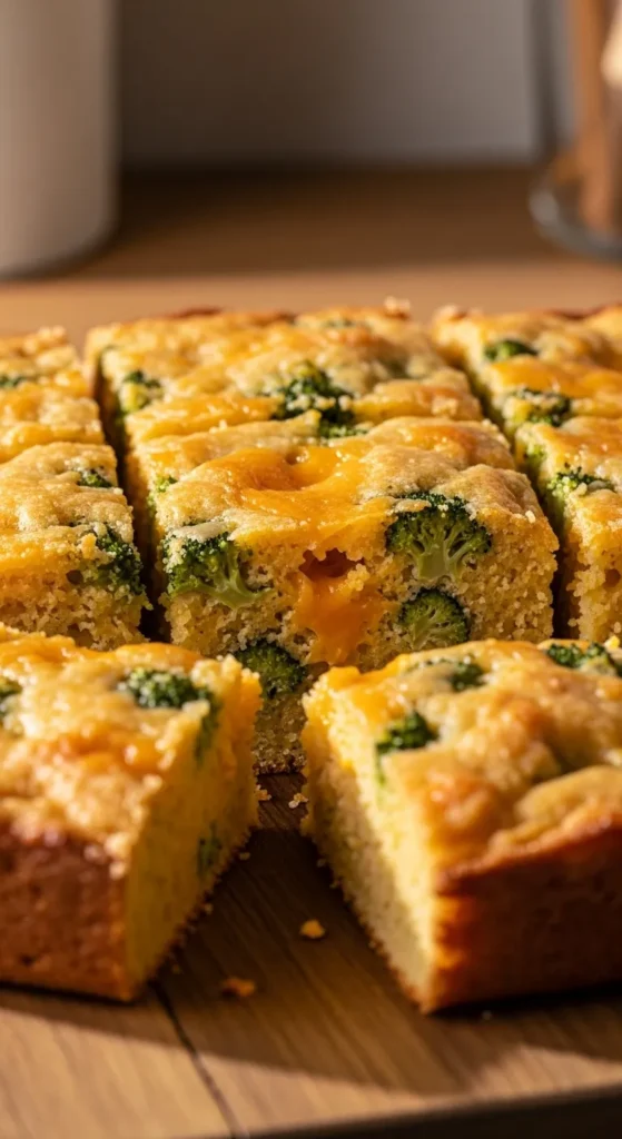 Broccoli and Cheddar Cornbread Slab