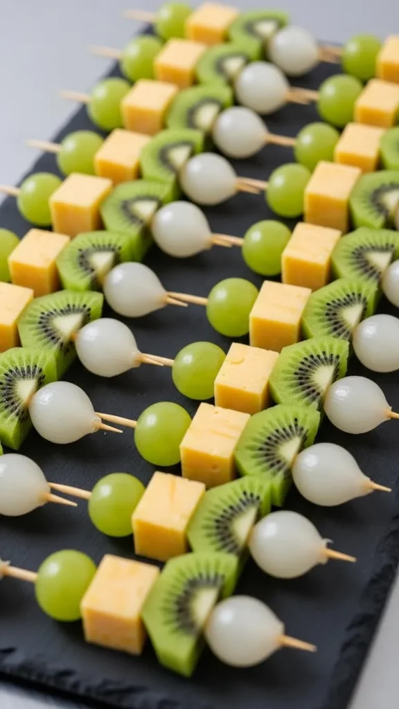 Cheese and Green Fruit Skewers
