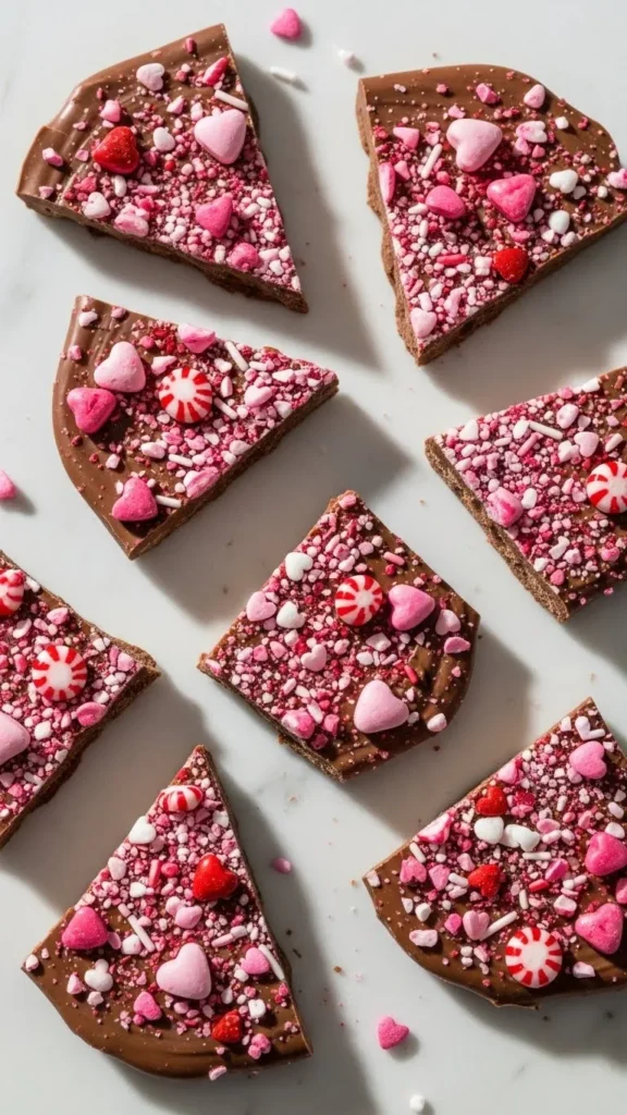 Chocolate Bark with Pink Toppings