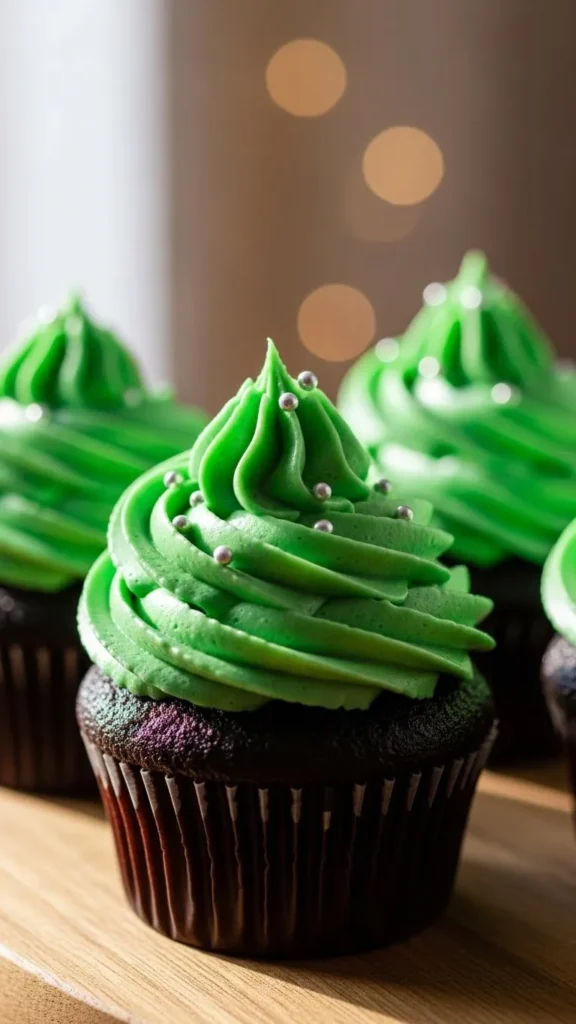 Chocolate Cupcakes with Green Swirl