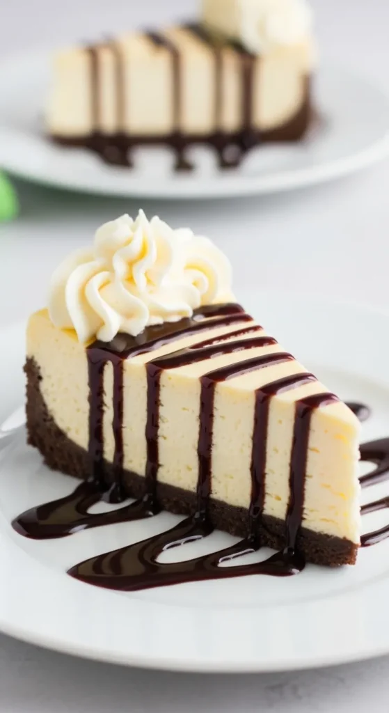 Chocolate Drizzle Mint Cheesecake