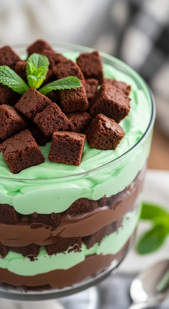 Chocolate Mint Brownie Trifle