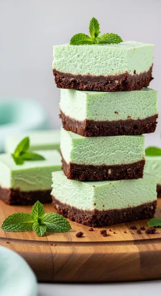 Chocolate Mint Cheesecake Bars