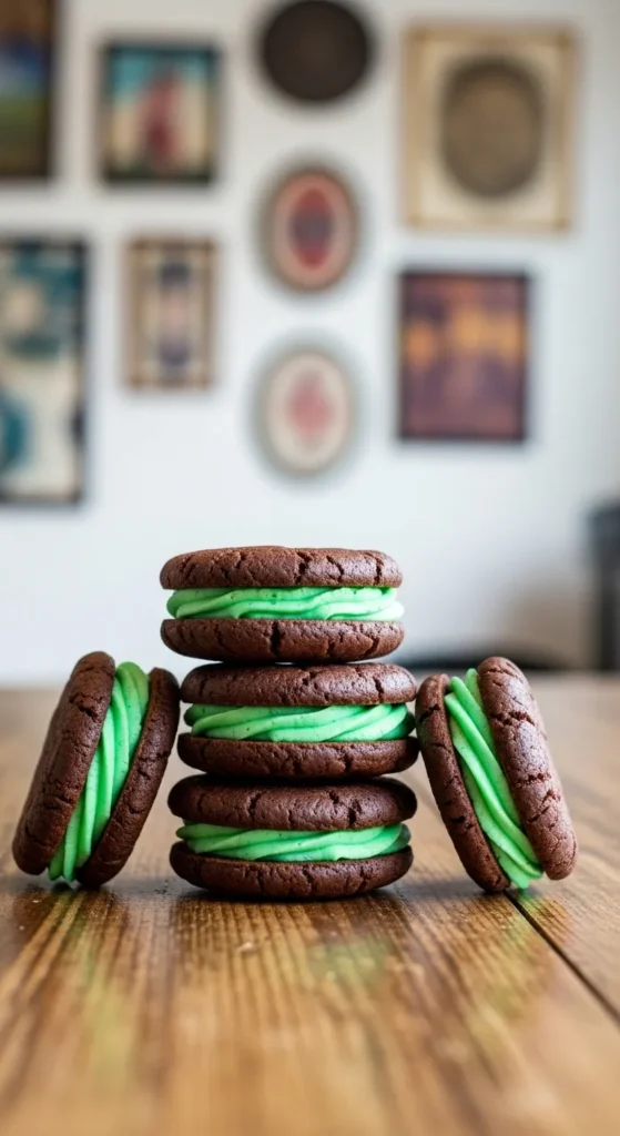 Chocolate Mint Cookie Sandwiches