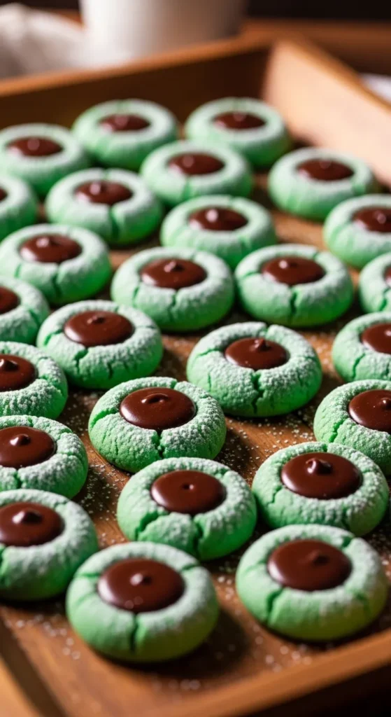 Chocolate Mint Thumbprint Cookies