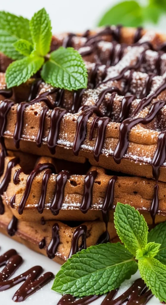 Chocolate Mint Waffle Dessert