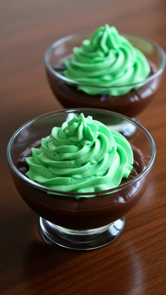 Chocolate Pudding with Green Topping