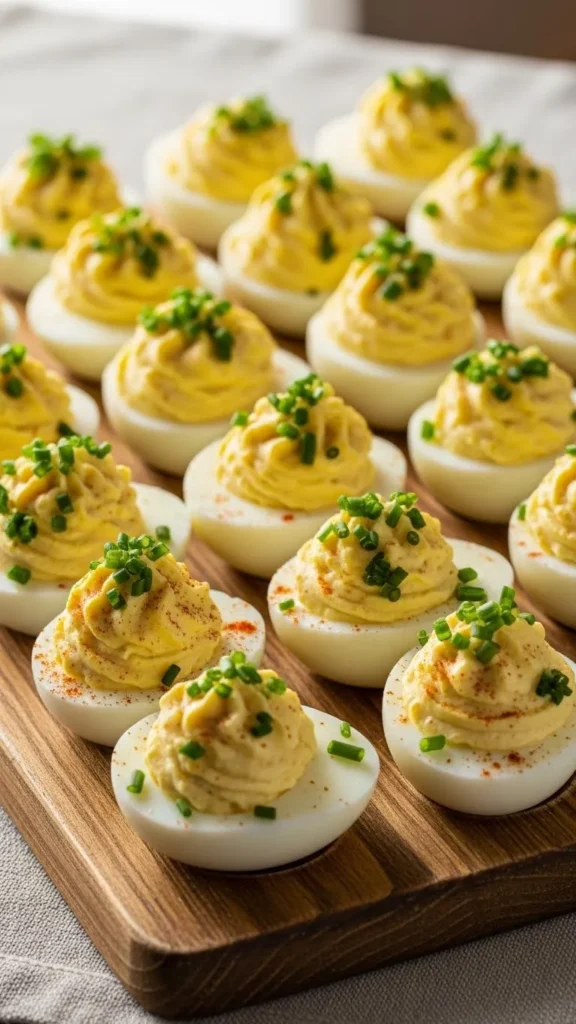 Classic Deviled Eggs with Green Garnish