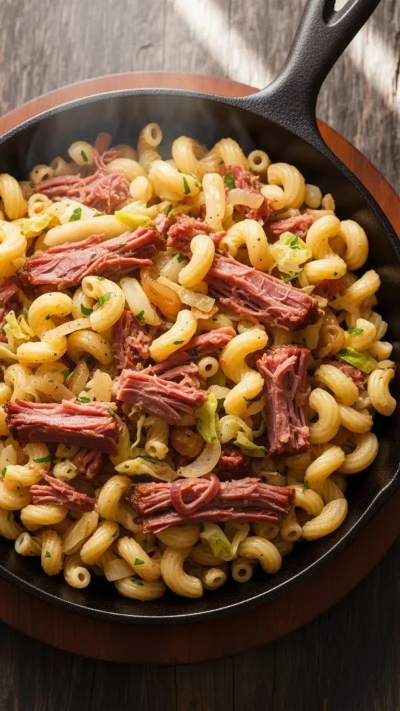 Corned Beef and Cabbage Skillet Pasta