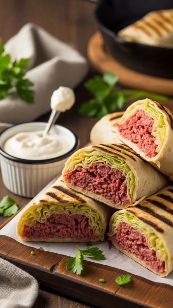 Corned Beef and Cabbage Skillet Wraps