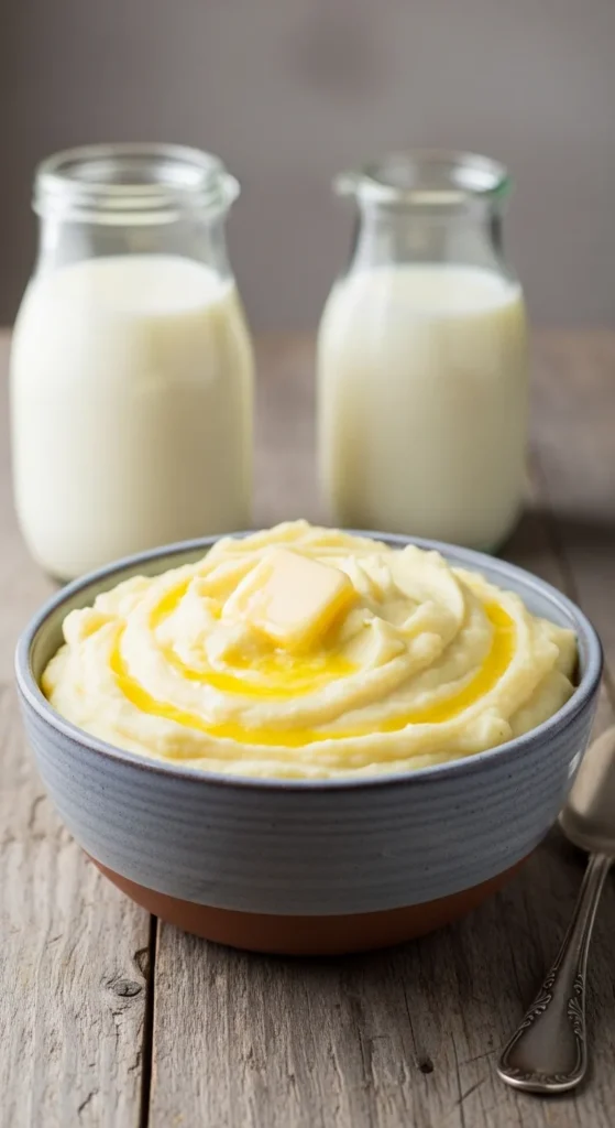 Creamy Mashed Potatoes with Butter and Milk