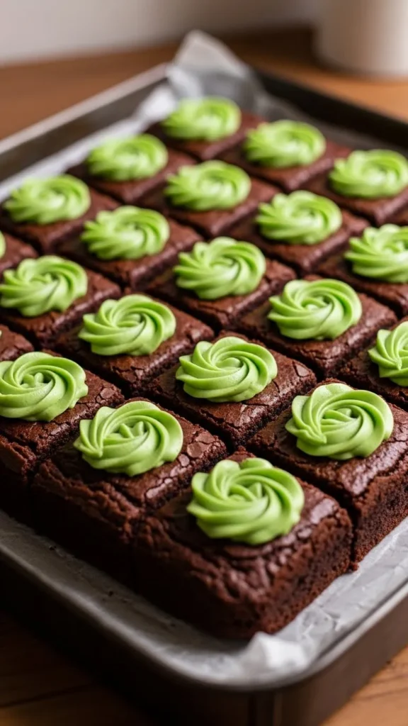 Frosted Green Brownie Squares