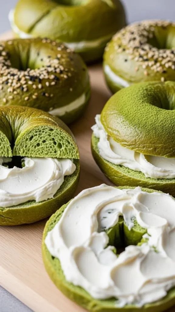 Green Bagels With Cream Cheese
