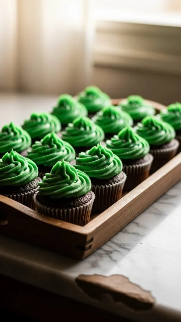 Green Frosted Cupcakes