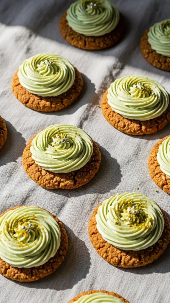 Green Frosted Oat Cookies