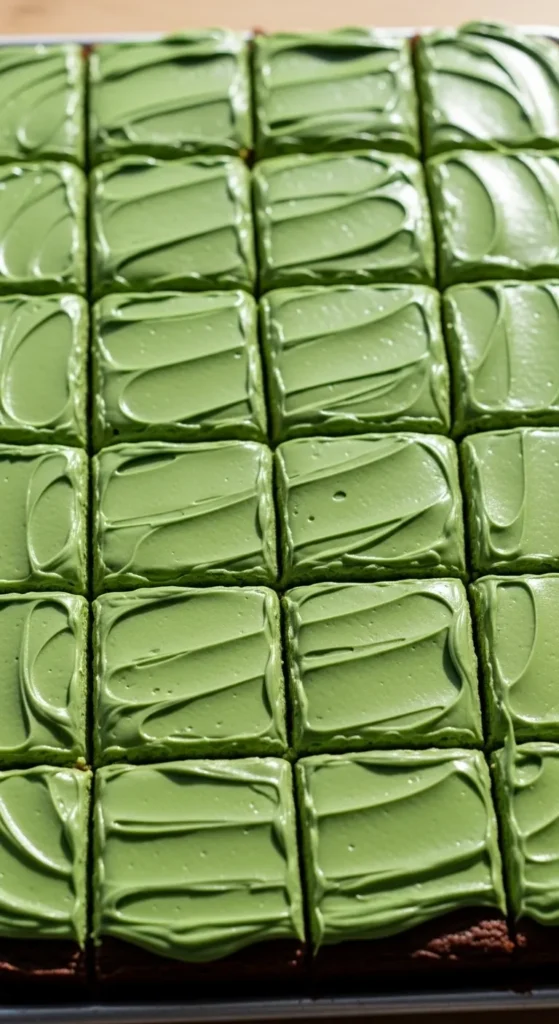 Green Frosted Tray Brownies