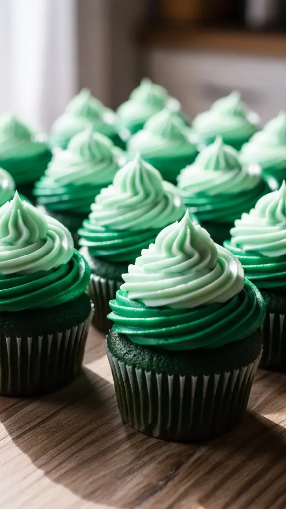 Green Ombre Cupcakes