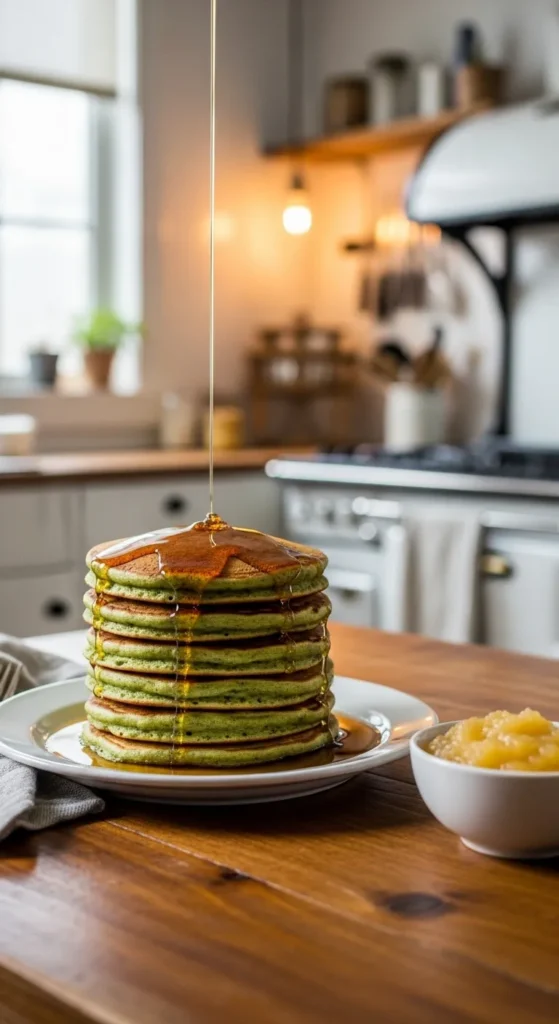 Green Pancakes with Applesauce