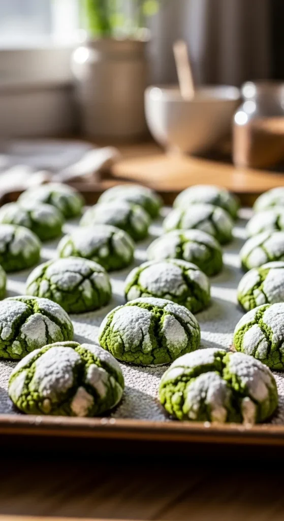 Green Velvet Crinkle Cookies