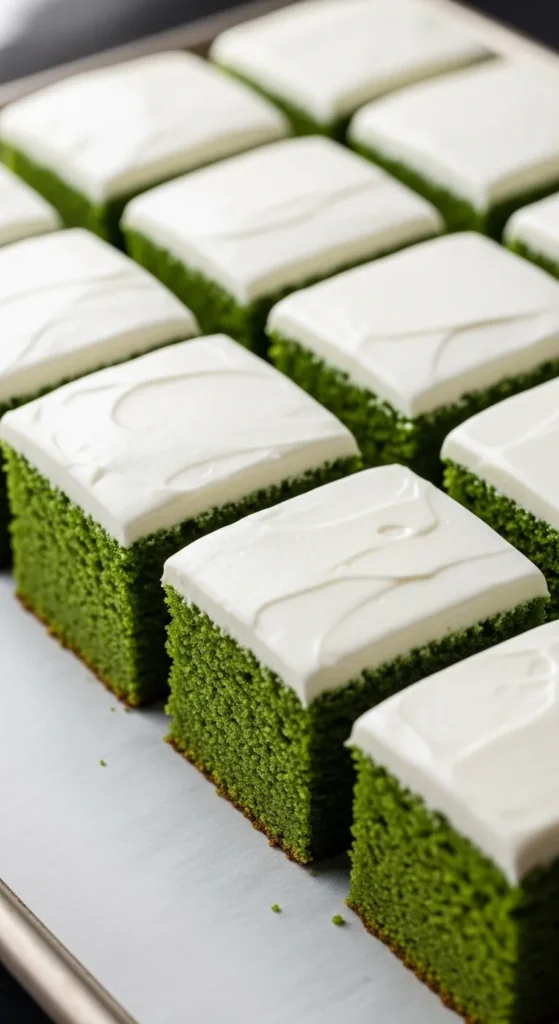 Green Velvet Sheet Cake Squares