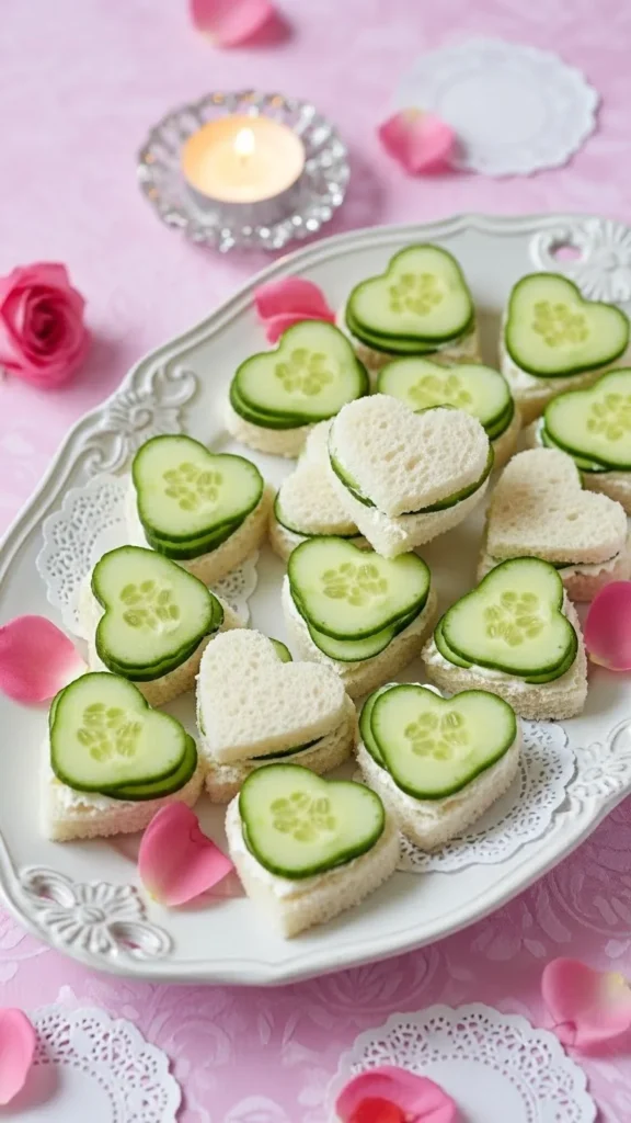Mini Cucumber Sandwich Hearts