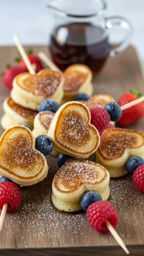 Mini Heart Pancake Skewers