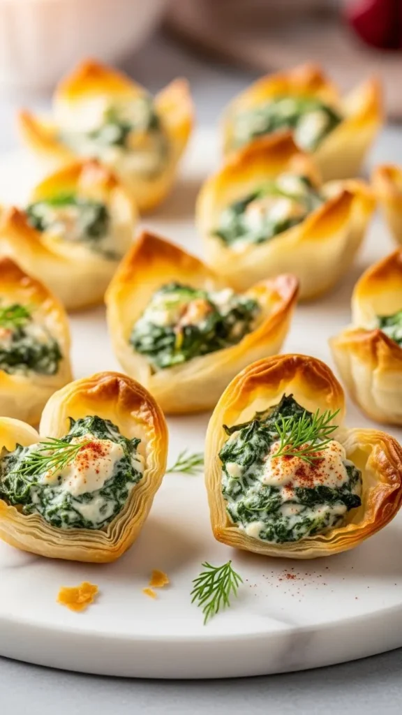 Mini Spinach and Cream Cheese Phyllo Cups