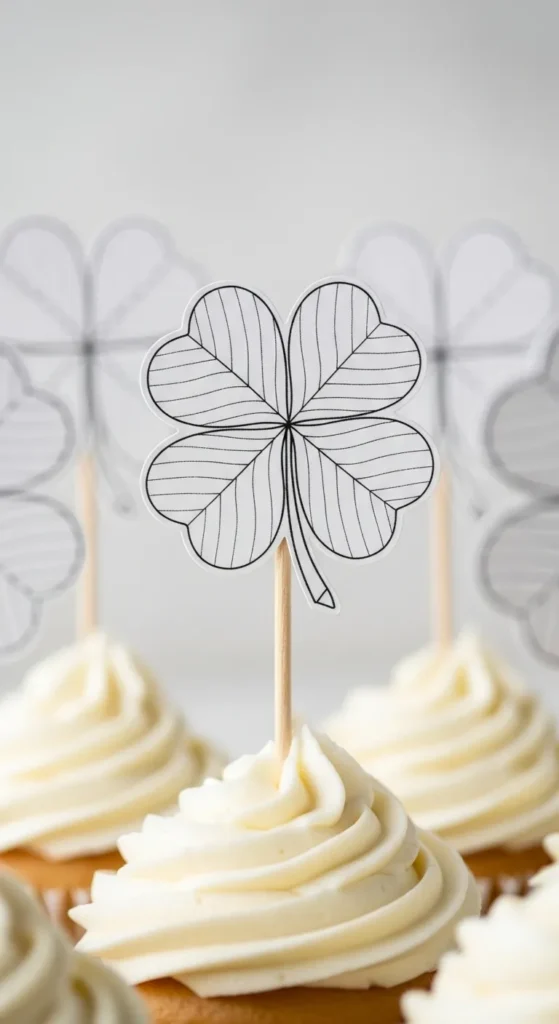 Minimal Line-Art Clover Picks