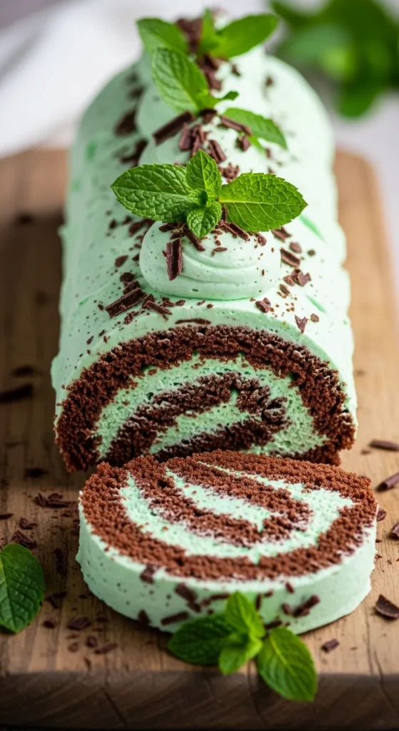 Mint Chocolate Cake Roll