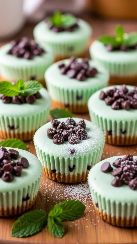 Mint Chocolate Chip Cheesecake Cups
