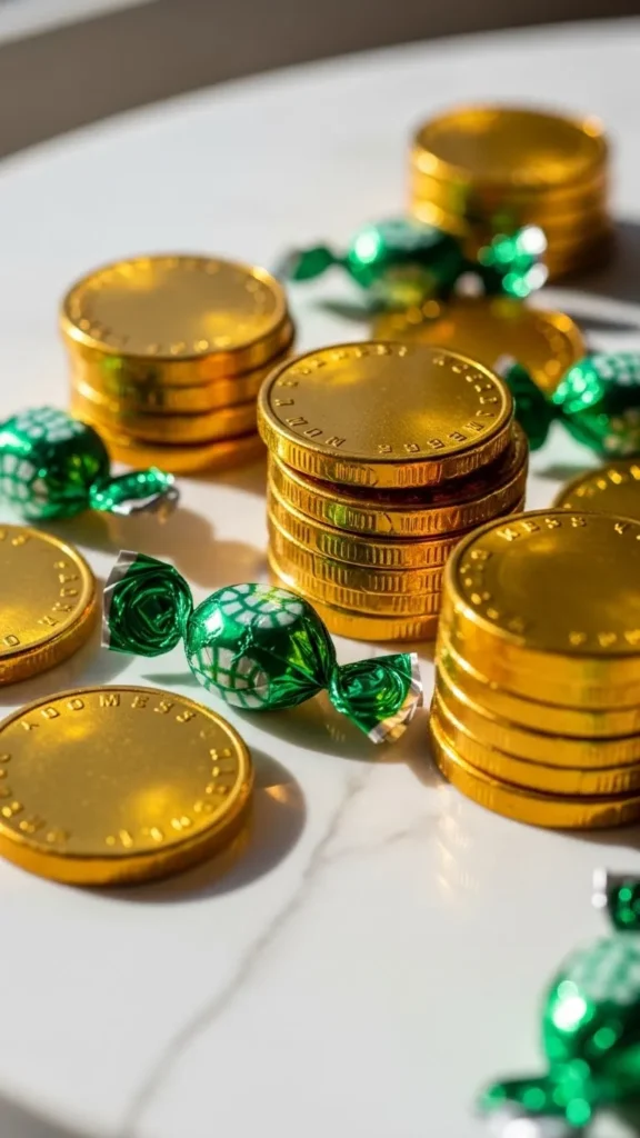 Mint Chocolate Coin Piles