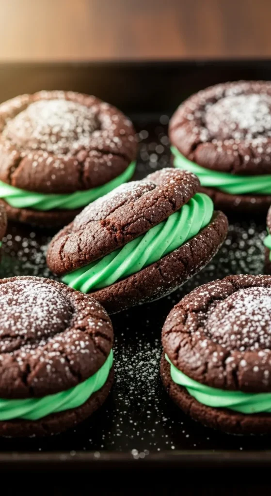 Mint Chocolate Cookie Sandwiches