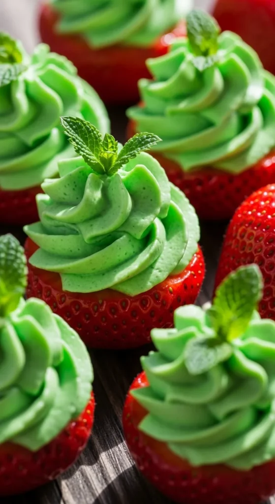 Mint Cream Stuffed Strawberries