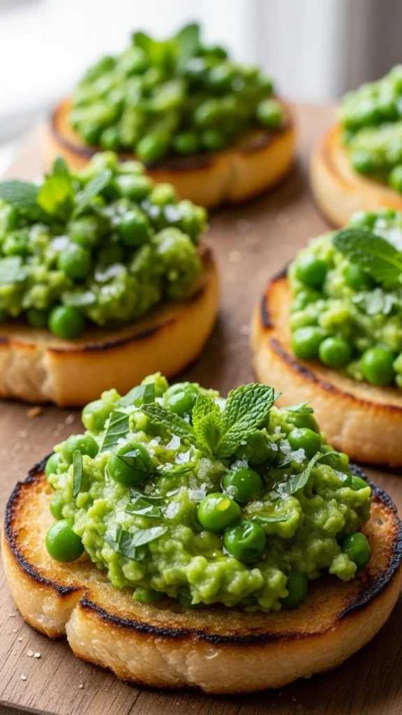 Pea Smash Toast Bites
