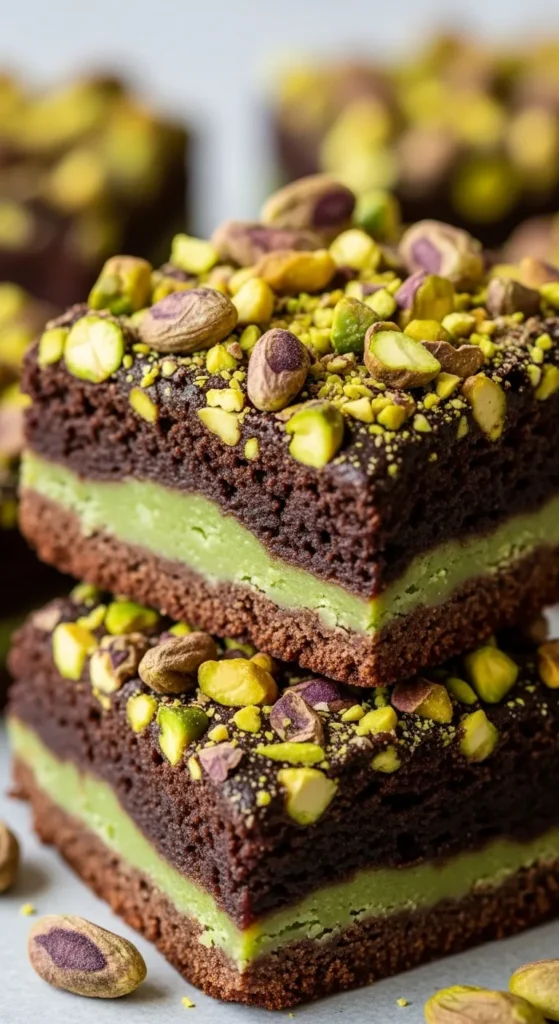 Pistachio-Tinted Fudge Brownies