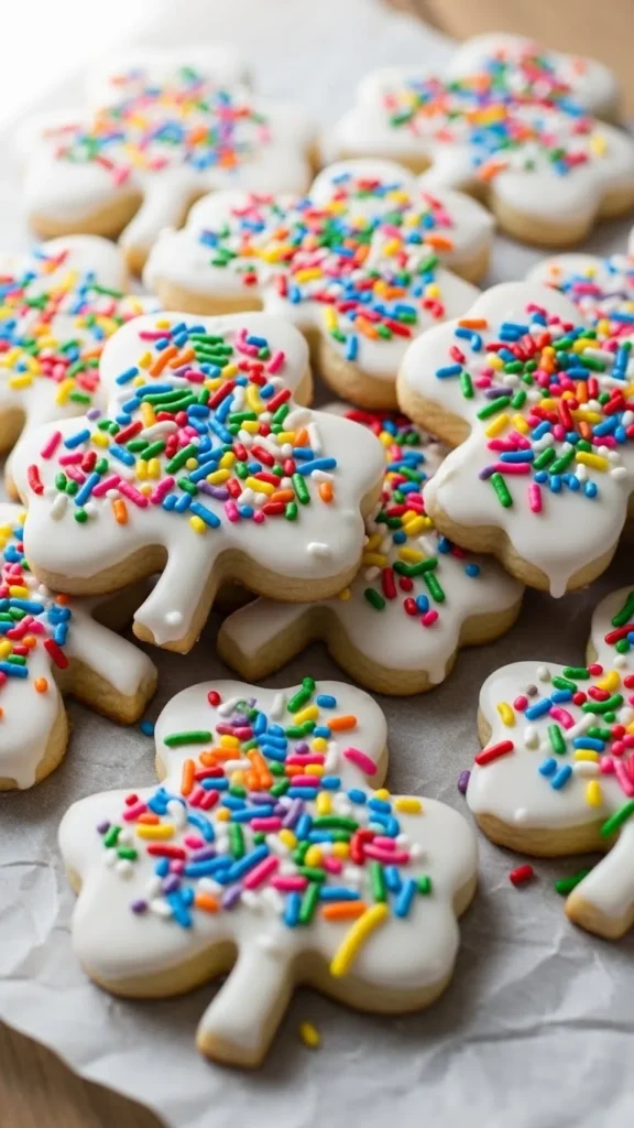 Rainbow Sprinkle Clover Cookies