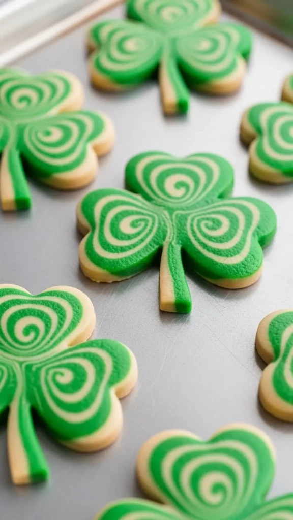 Shamrock Chocolate Swirl Cookies