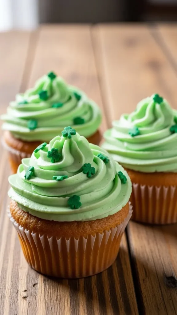 Shamrock Sprinkle Cupcakes
