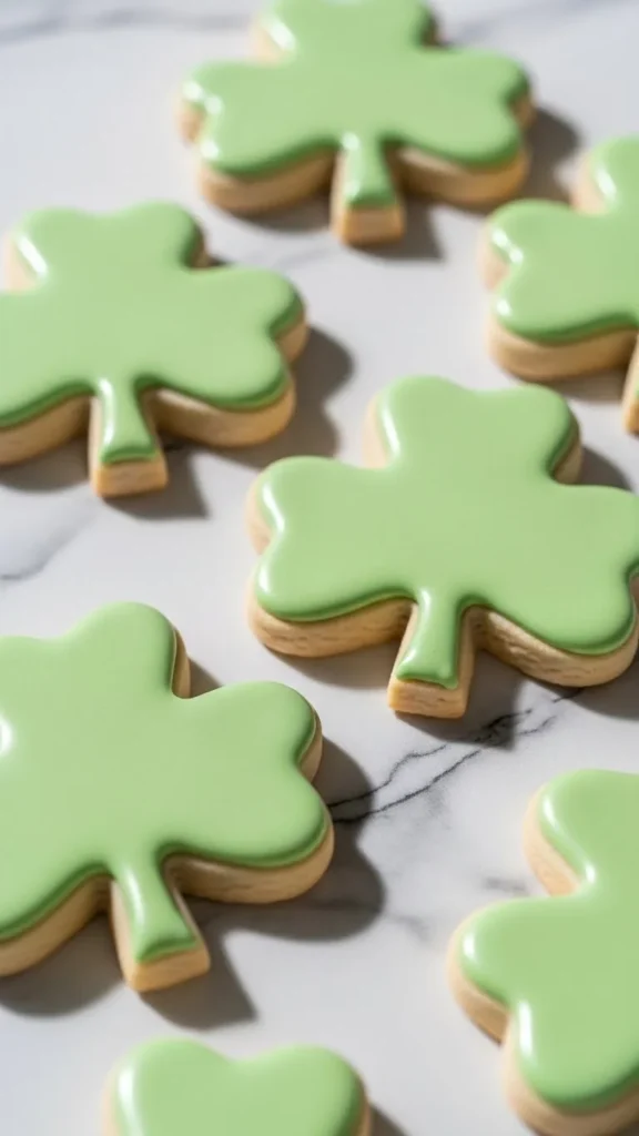 Shamrock Sugar Cookies with Soft Green Icing