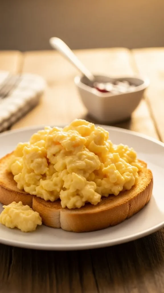 Soft Scrambled Eggs on Toast