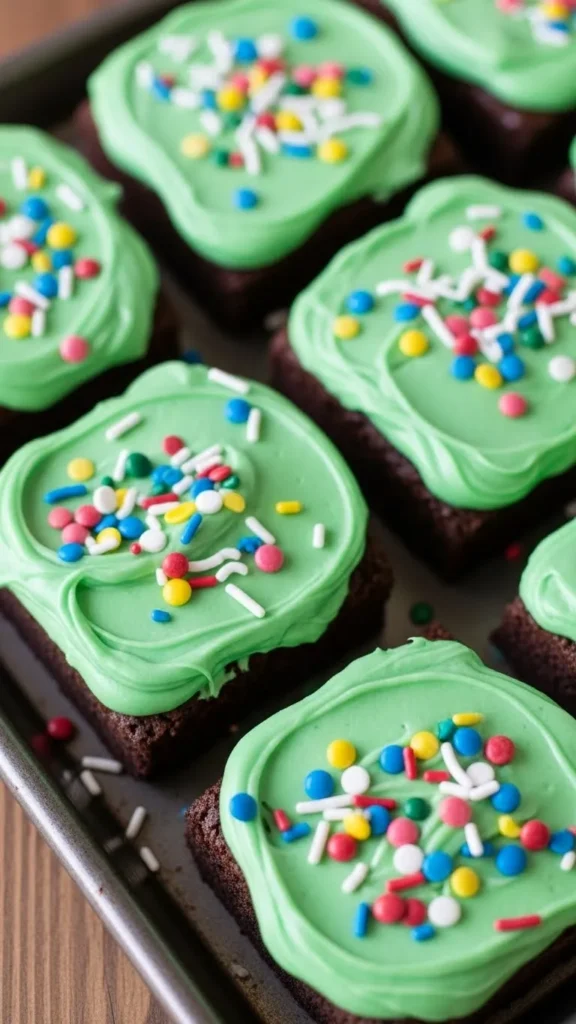 Sprinkle-Topped Green Brownies