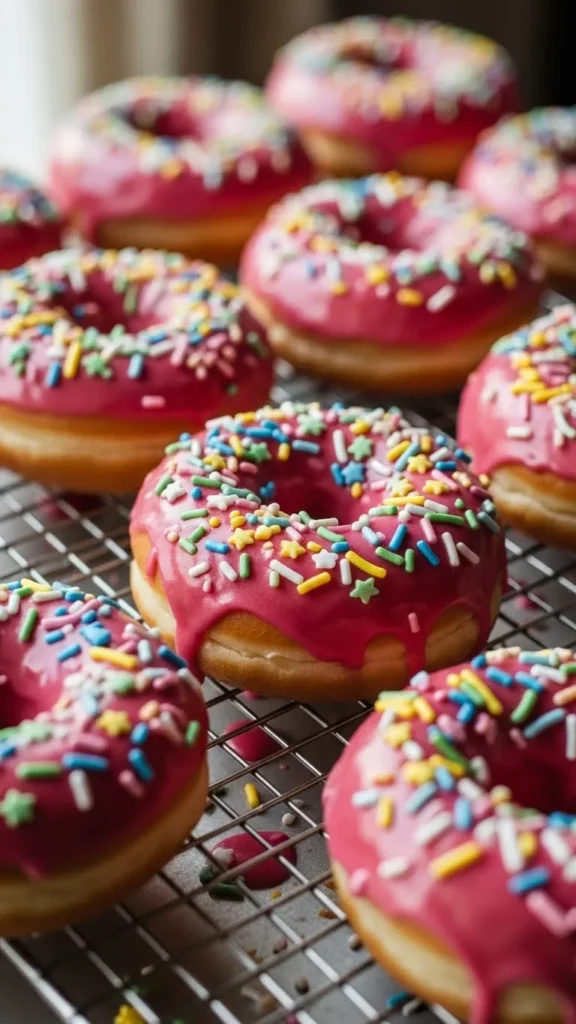 Strawberry Frosted Donuts