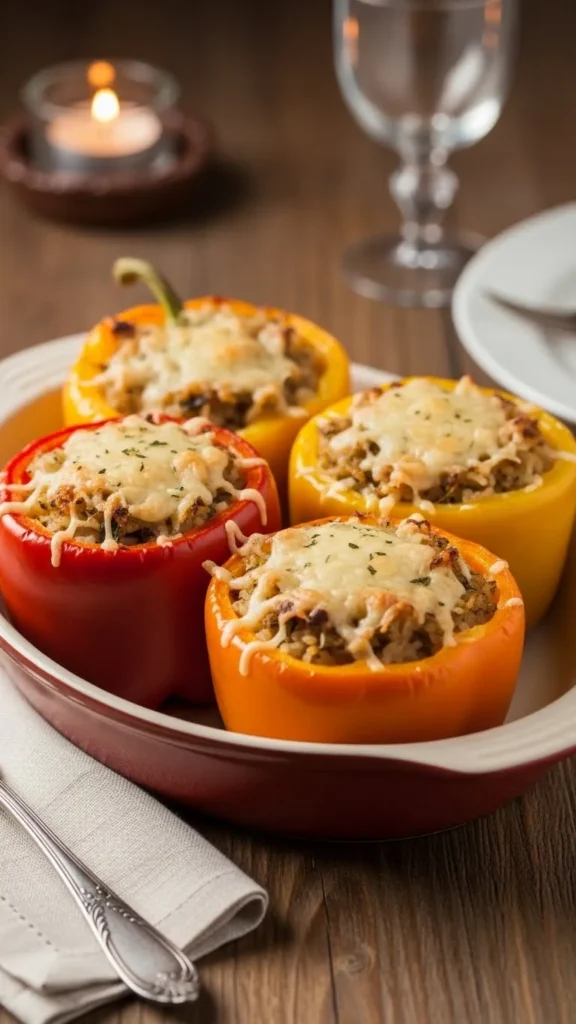 Stuffed Bell Peppers with Rice and Cheese