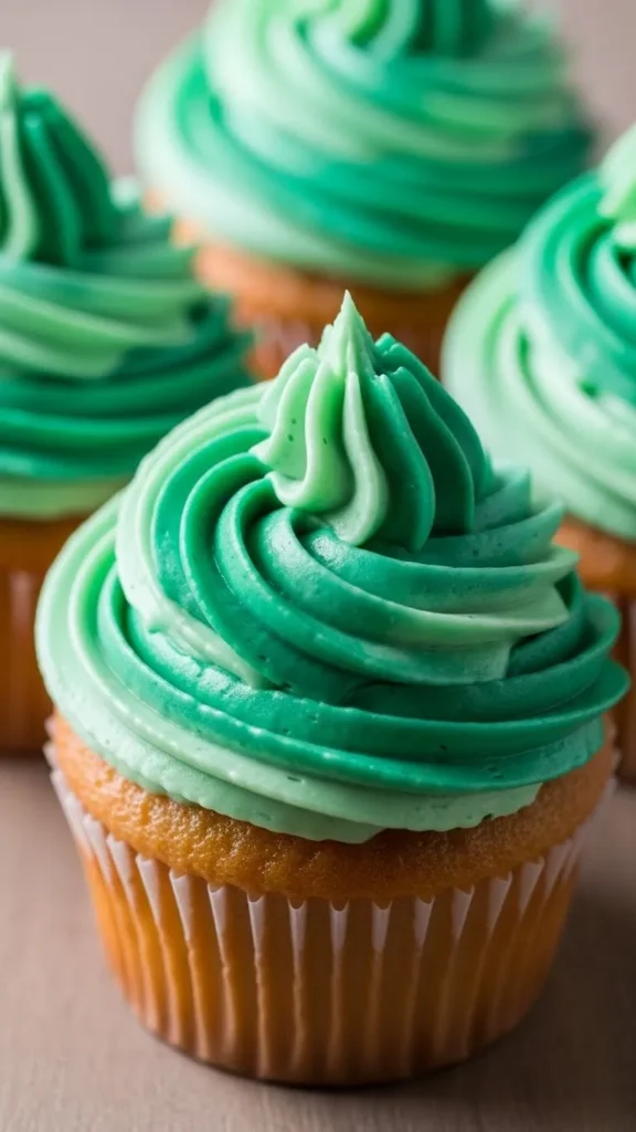 Two-Tone Green Frosted Cupcakes