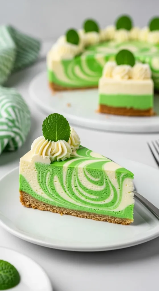 Vanilla Mint Swirl Cheesecake