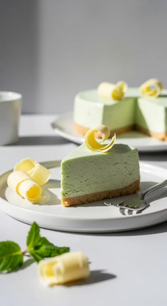 White Chocolate Mint Cheesecake
