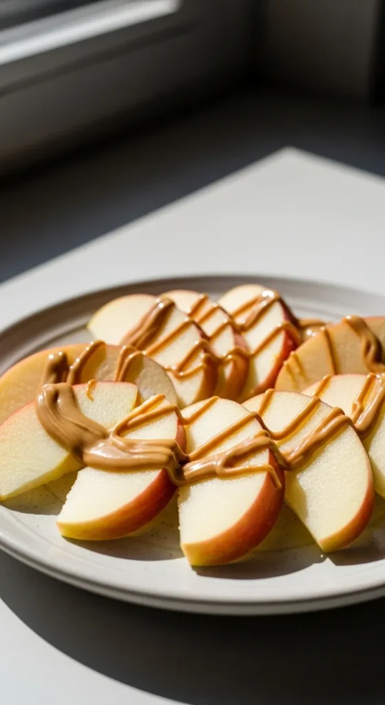 Apple Slices with Peanut Butter Drizzle