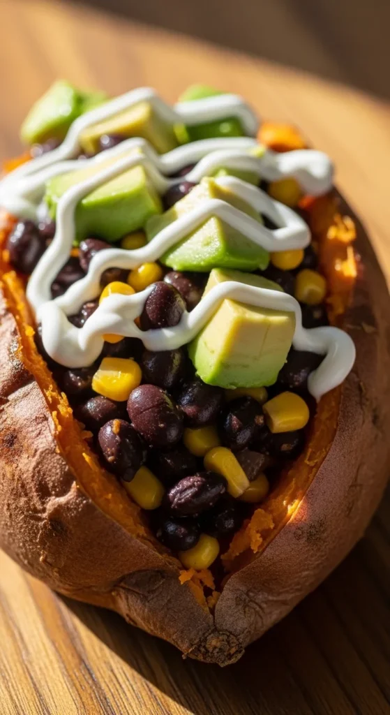 Baked Sweet Potato with Black Beans
